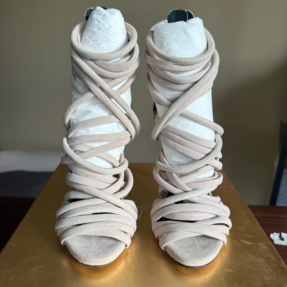 Vero Cuoio Shoes - Giuseppe Zanotti Edizione 2016 Lace-Up Sandal Heels Nude Suede Size 37.5
